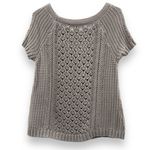 Loft Ann Taylor  Gray‎ Open Chunky Knit Short Sleeve Pullover Sweater Sz XS Photo 1
