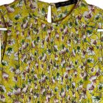 ZARA  smocked yellow floral high neck tank sleeveless‎ blouse size XS Photo 1