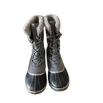 Sorel Caribou Slim Gray Waterproof Snow Boots Sz 9 Faux Fur Insulated Leather Photo 2