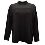 Cable & Gauge Black Rhinestones Sparkle Sweater Mock Neck Holiday Party M FLAW Photo 0
