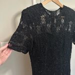 Vintage Stenay Black Beaded Shortsleeve Silk MIDI Dress size 8 Photo 1