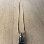 Black Glass Pendant on 17" Chain Retro Never Worn Photo 0