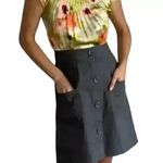 Anthropologie Tabitha Zoya Watercolor Dress Silk Top Cotton Skirt Size 0 XXS Gray Photo 14