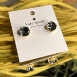 Kate Spade  Round Gumdrop Stud Studded Earrings Black Crystal NWT Photo 0