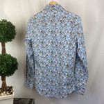 ZARA  Floral Print Blue Long Sleeve Button Up Slim Fit Blouse Top S Photo 1