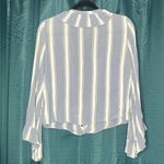 American Eagle  NEW Blue White Stripe Ruffle Lace Up Flare Sleeve Boho Y2K Top M Photo 2