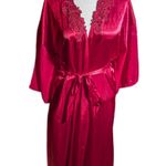 Vtg 1980s Expressions by California Dynasty Red Embellished Satin Silky Robe M Size M Photo 1