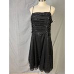 Taboo Vintage Y2K  Black Ruched Glitter Mesh Party Prom Dance Dress 12/14 Photo 5