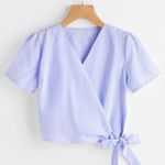 Striped Wrap Top Blue Photo 1