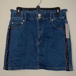 Lizard Thicket  large denim paper bag skirt new stretchy waist zip button closure Photo 0