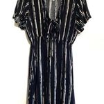 potter's pot Potter’s Pot black/cream/teal mini front tie v-neck dress. Photo 0