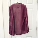 Peruvian Connection Purple Pima Cotton Open Weave Mesh Knit Minimalist Cardigan Photo 6