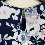 J. Jill Midi‎ Dress PM Navy Blue Floral Shift Ruffle High Low Hem Petite Medium Size undefined Photo 6