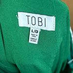 Tobi NWT!  Green Formal Dress with Plunging Neckline and Center Slit - size L Photo 4
