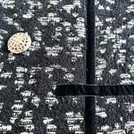 Ming Wang  Black Jacquard Knit Fur Collar Velvet Trim Cardigan Jacket Size Large Photo 3