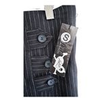 #840 Adeline Womens Small Pinstripe Pencil Skirt Black & White Button Detail Photo 1