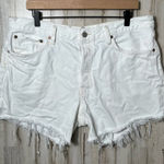 AGOLDE  White Denim Cut Off Raw Hem High Rise Shorts‎ Womens Size 32 Photo 0