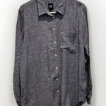 Gap Women’s Blue Linen Blend Chambray Shirt Size Large Beach Vacation Coastal Photo 0