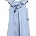 ZARA Trafaluc Sleeveless Ruffle Cotton Mini Dress Side Zip Up XS Light Blue Photo 10
