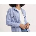 Marine layer  | XS| Women's Rylee Shirt Jacket Thick Shacket Flannel Plaid Blue Photo 6