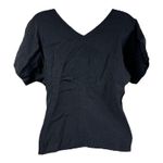 Madewell  Puff-Sleeve Top in Floral Jacquard in black size 10 Photo 4