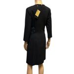 Alberto Makali Black Faux Leather Trim Zipper 3 Quarter Sleeve Dress Womens 6 Photo 7