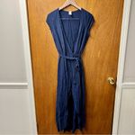 l*space L* Goa Short Sleeve Wrap Midi Dress Swim Coverup Midnight Blue Medium Photo 10