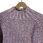 SO  Textured Knit Mock Neck Cropped Sweater Womens M Lilac Purple Scandinavian Photo 2
