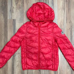 La Babité Red Down Puffer Jacket Hooded Lightweight Warm Coat Women's S Size 4 Photo 0