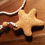 Orange Starfish Lava Stone and White and Blue Howlite Necklace Photo 3