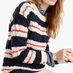 J.Crew • Gabby Striped Cable-knit Sweater tunic merino wool navy cream red Photo 3