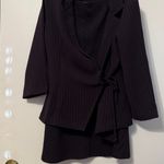 My Michelle Chic  burgundy Pinstripe Blazer and Skirt Set Photo 2