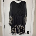 Cupshe Floral Print Chiffon Mini Dress Women's Medium Long Sleeves Black NEW Photo 4