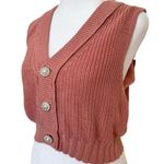 Double Zero Women's Knit Cropped Sweater Vest Pink Size Small Cotton Blend  Brand Photo 0