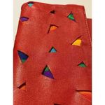 Vintage 1980s Pioneer Cutout Flap Clutch Wallet Red Leather 9x12'' Photo 6