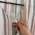 Maurice's  S Button Front Stripe Blouse Coastal Casual Euro Summer Neutral NWT‎ Photo 4