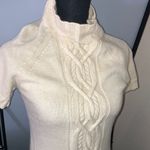 Cream Cable Knit Turtleneck cashmere Sweater Size M Photo 1