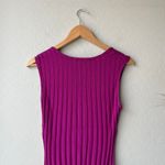 Simon Miller Dress Amos Ribbed Magenta Square Neck Sleeveless Knit Midi‎ Dress L Purple Size L Photo 6