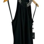 Adrianna Papell  Beaded Chiffon Overlay Black Jersey A-Line Mini Dress Cocktail 8 Photo 2