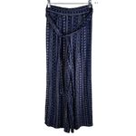 Sadie & Sage Pants Wide Leg Pants Navy Cream Small Lined Belted Boho New Blue Photo 10