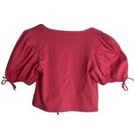 Free People Kitty Tee Velvet Rose Crop Top Tie Up Front Puff Sleeve Size XS NWT Photo 1