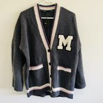 Maje  Charcoal Gray College Cardigan With M Patch - 1 (Small) Photo 0