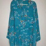 Woman Within  Blue Floral Button Down Shirt Photo 0