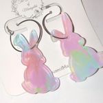 Pastel Tie Dye Pink Blue Green Easter Bunny Boho Retro Pierced Earrings Photo 4