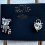 nOir Jewelry Silver Bear and Lock Earrings Photo 0