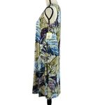 Anne Klein SZ 4 A-Line Dress Sleeveless Stretch V-Neck Leaf Print Lined Multi Photo 5