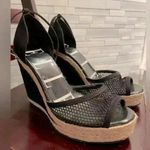 Elle  Black Velvet & Mesh Espadrille Wedge Shoes Women's Size 5 MED Photo 0