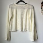 Cozy Casual Cream Knitted Bell Sleeve Button Up Short Cardigan Photo 1
