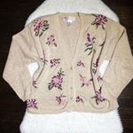 Vintage Milano Design Group Knit Floral Rose Needlepoint Cardigan Sweater Pink Size M Photo 0