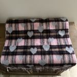 Talbots NWOT  PINK & Gray Hearts Wool Scarf Wrap Light Fringe Photo 1